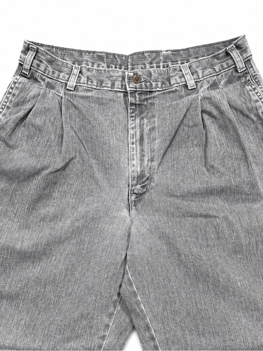 Vintage Dockers Gray Acid Wash Pleated Denim Dad Jeans Relaxed Slant Pockets 90s